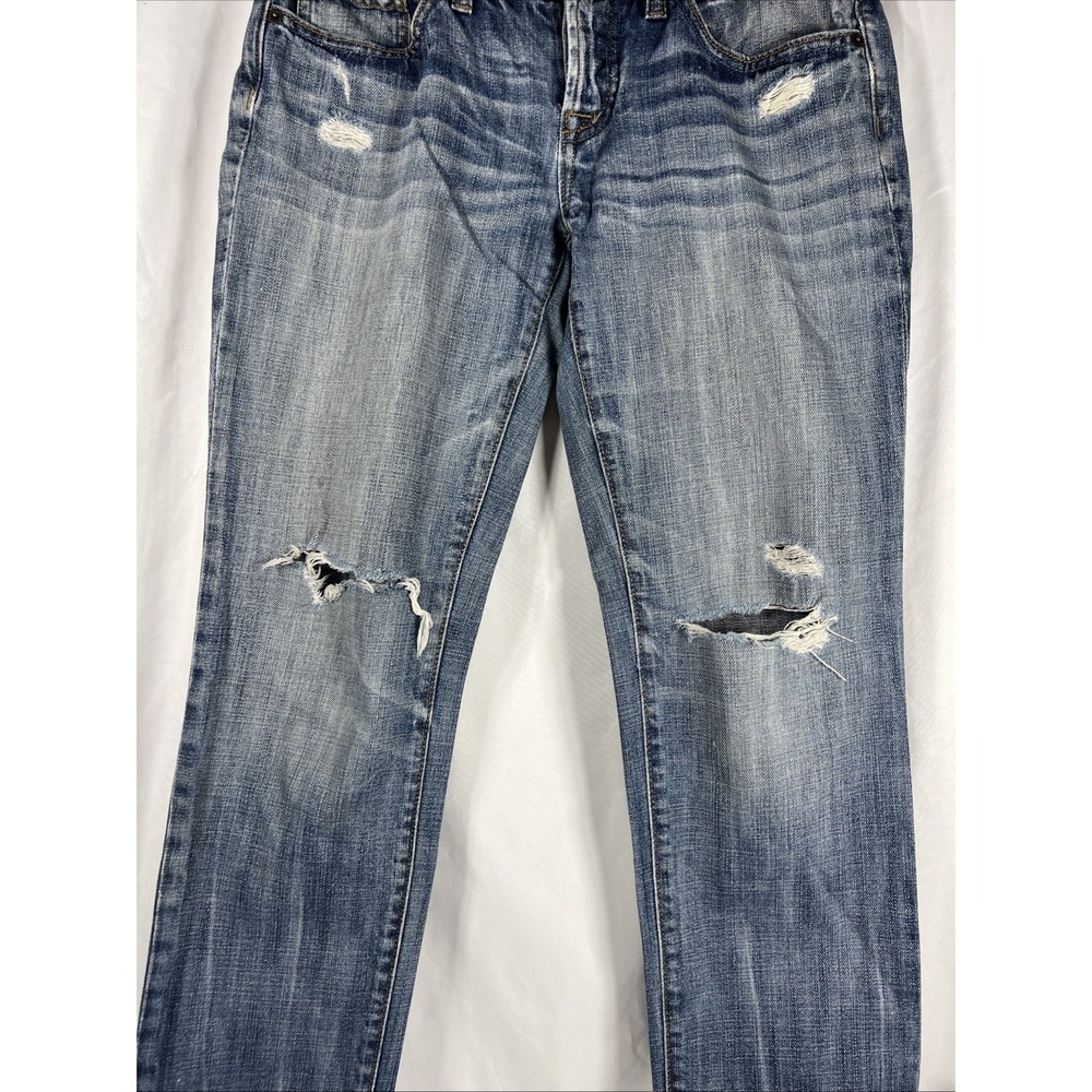 Ann Taylor LOFT Jeans Womens 0 Blue Boyfriend Button Fly Distressed 25/0 - Picture 3 of 16